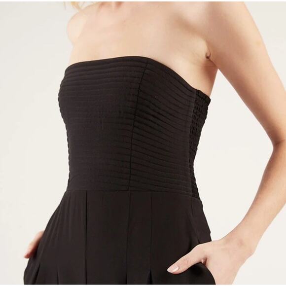 Gilner Farrar Niki Large Strapless Silk Jumpsuit Wide Leg Pockets Playsuit Black - Picture 14 of 15